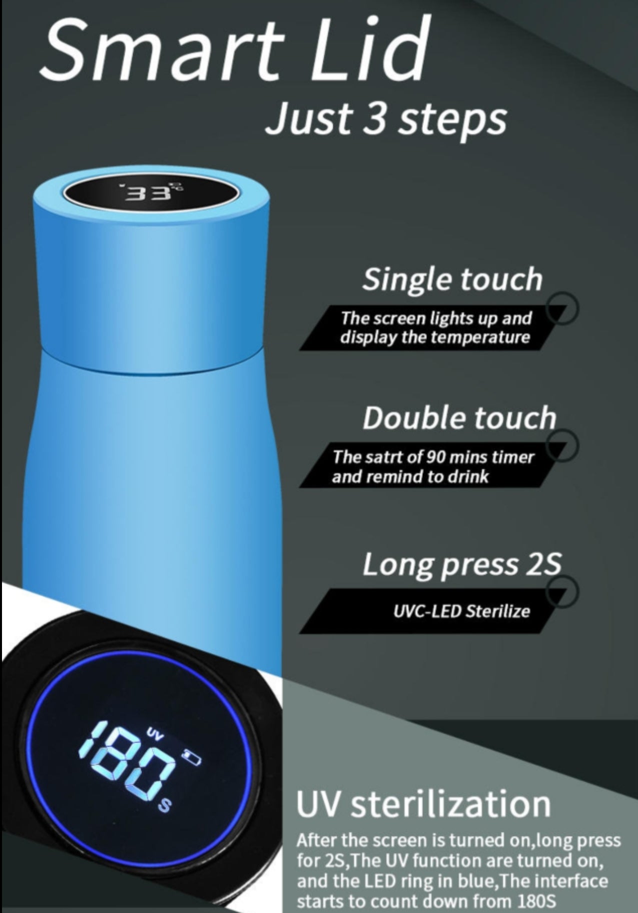 UV sterilization drink bottle